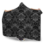 Black And White Tattoo Print Hooded Blanket