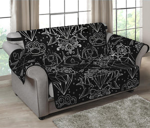 Black And White Tattoo Print Loveseat Protector