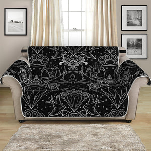 Black And White Tattoo Print Loveseat Protector