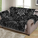 Black And White Tattoo Print Loveseat Protector