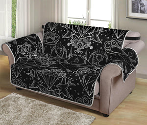 Black And White Tattoo Print Loveseat Protector