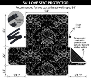 Black And White Tattoo Print Loveseat Protector