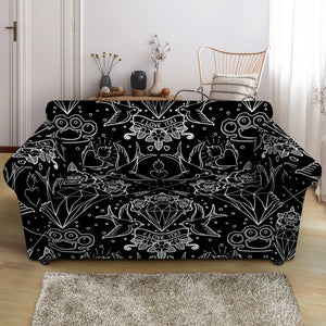 Black And White Tattoo Print Loveseat Slipcover