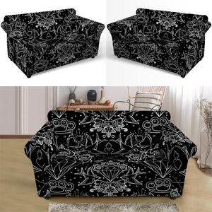 Black And White Tattoo Print Loveseat Slipcover