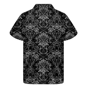 Black And White Tattoo Print Men's Short Sleeve Shirt