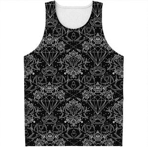 Black And White Tattoo Print Men's Tank Top