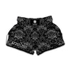 Black And White Tattoo Print Muay Thai Boxing Shorts