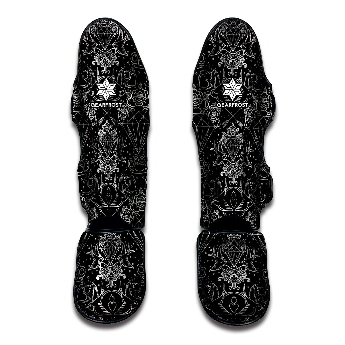 Black And White Tattoo Print Muay Thai Shin Guard