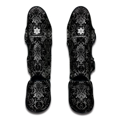 Black And White Tattoo Print Muay Thai Shin Guard