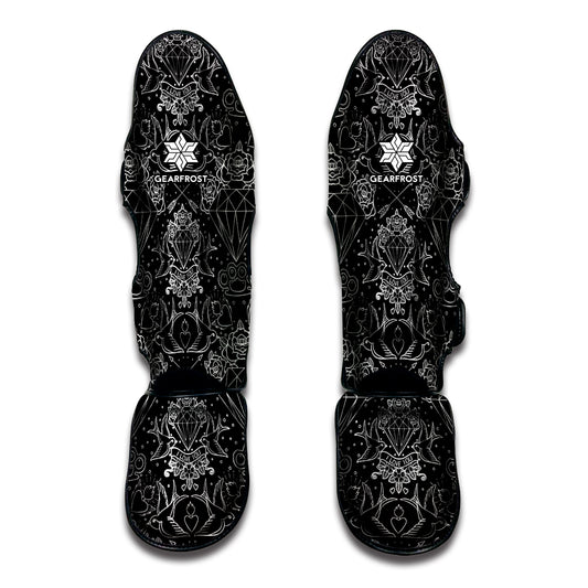 Black And White Tattoo Print Muay Thai Shin Guard