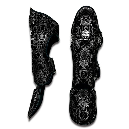 Black And White Tattoo Print Muay Thai Shin Guard