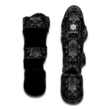 Black And White Tattoo Print Muay Thai Shin Guard