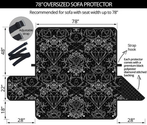 Black And White Tattoo Print Oversized Sofa Protector