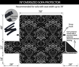 Black And White Tattoo Print Oversized Sofa Protector