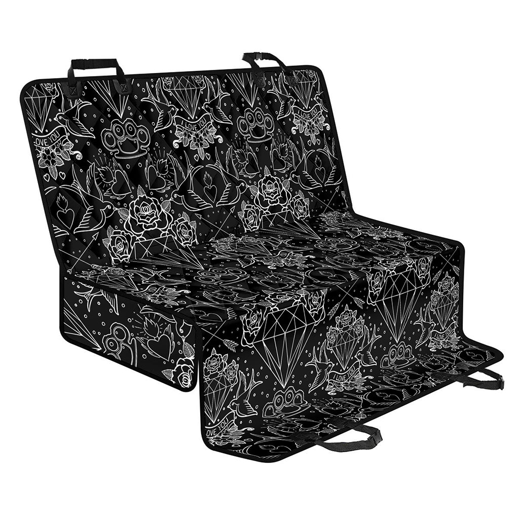 Black And White Tattoo Print Pet Car Back Seat Cover