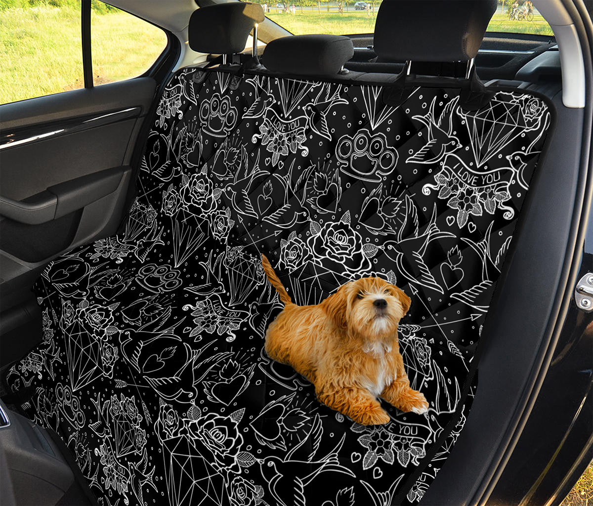 Black And White Tattoo Print Pet Car Back Seat Cover