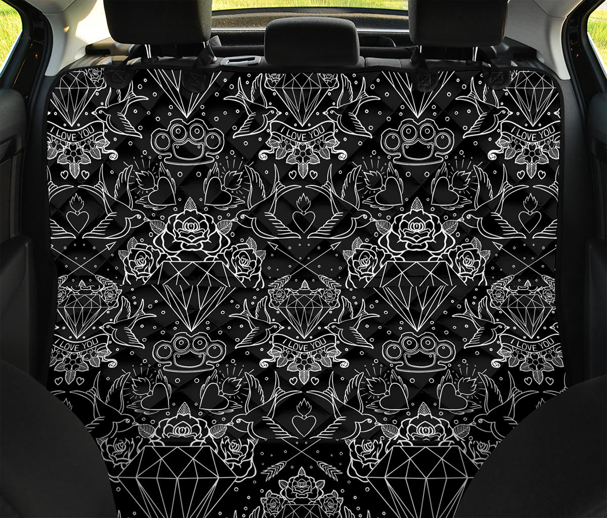 Black And White Tattoo Print Pet Car Back Seat Cover