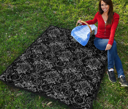 Black And White Tattoo Print Quilt