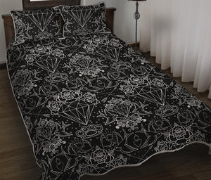 Black And White Tattoo Print Quilt Bed Set