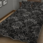 Black And White Tattoo Print Quilt Bed Set