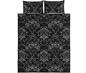 Black And White Tattoo Print Quilt Bed Set