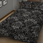 Black And White Tattoo Print Quilt Bed Set