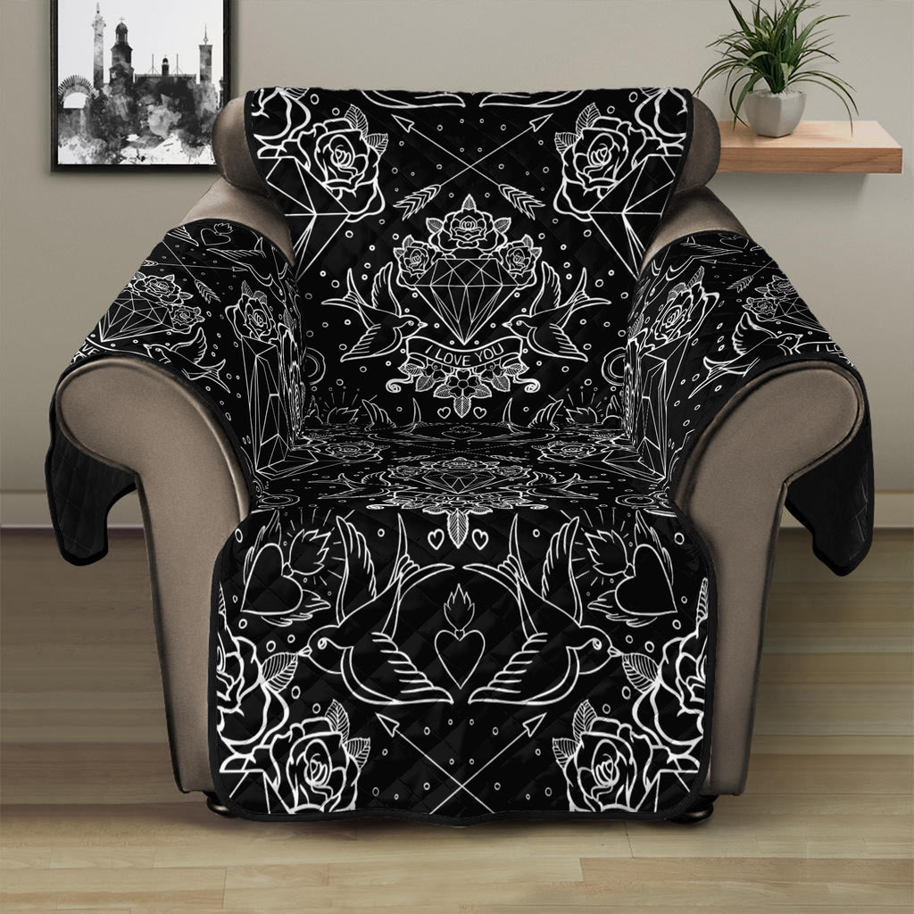 Black And White Tattoo Print Recliner Protector