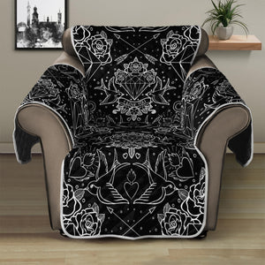 Black And White Tattoo Print Recliner Protector