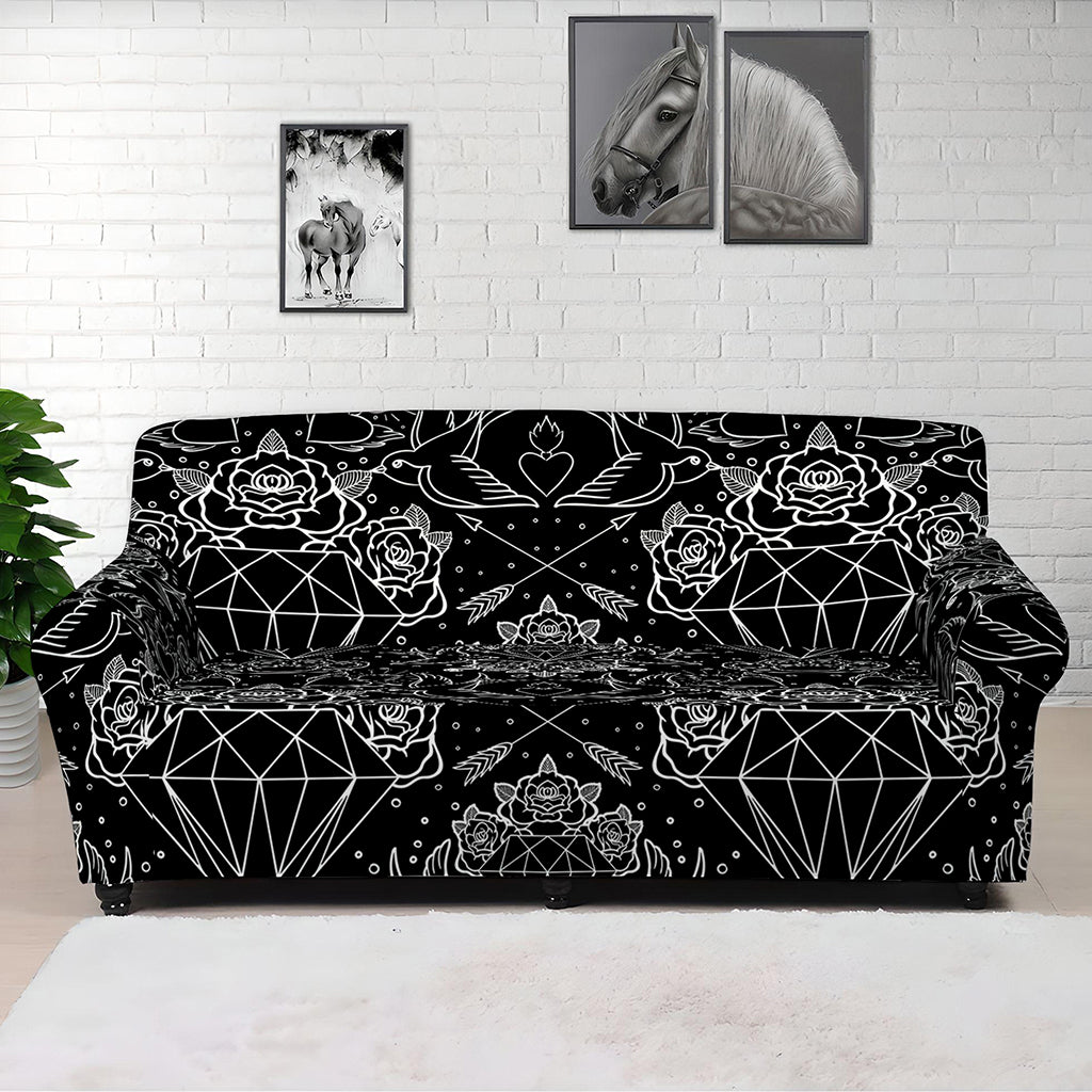 Black And White Tattoo Print Sofa Cover