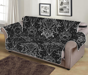 Black And White Tattoo Print Sofa Protector