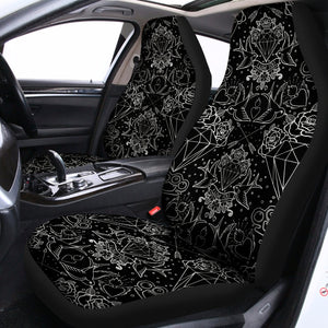 Black And White Tattoo Print Universal Fit Car Seat Covers