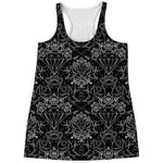 Black And White Tattoo Print Women's Racerback Tank Top