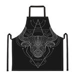 Black And White Taurus Sign Print Apron