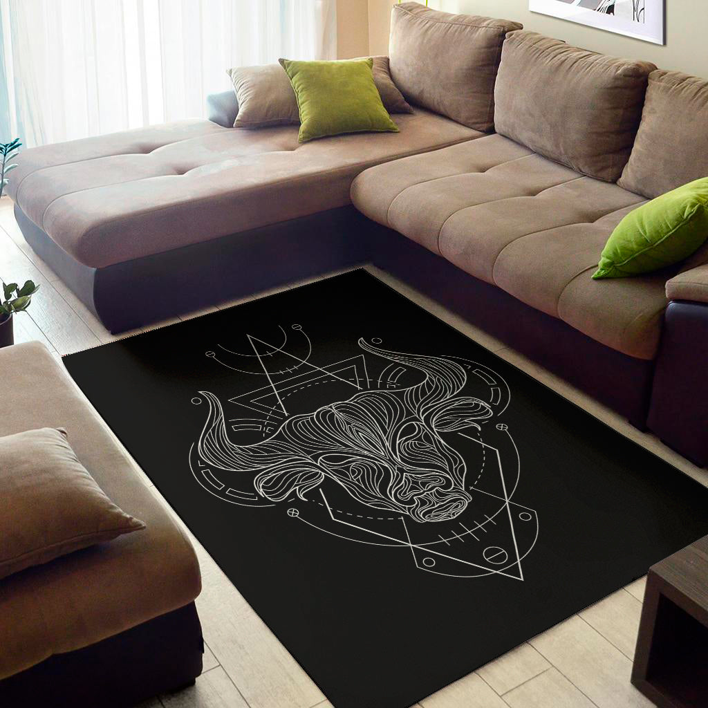 Black And White Taurus Sign Print Area Rug