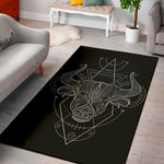 Black And White Taurus Sign Print Area Rug