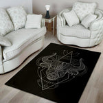 Black And White Taurus Sign Print Area Rug