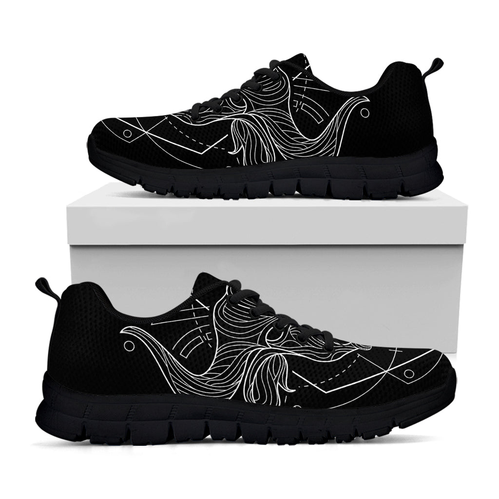 Black And White Taurus Sign Print Black Sneakers