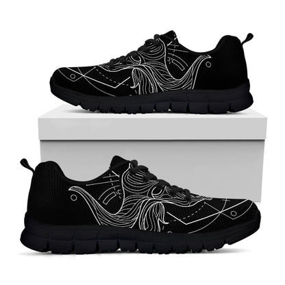 Black And White Taurus Sign Print Black Sneakers