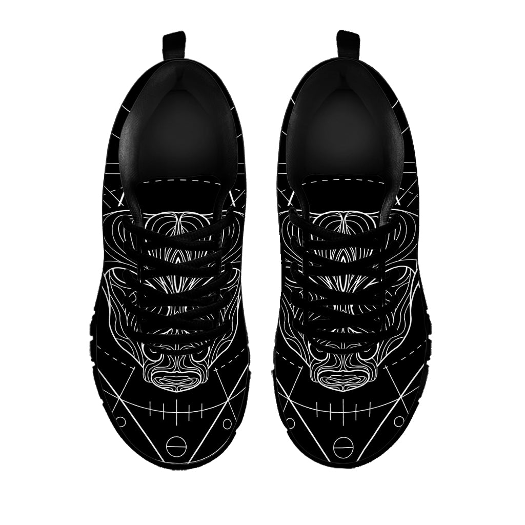 Black And White Taurus Sign Print Black Sneakers