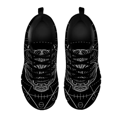 Black And White Taurus Sign Print Black Sneakers