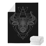 Black And White Taurus Sign Print Blanket