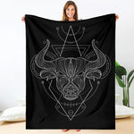 Black And White Taurus Sign Print Blanket