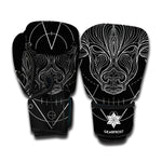 Black And White Taurus Sign Print Boxing Gloves