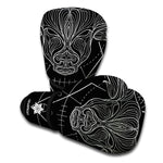 Black And White Taurus Sign Print Boxing Gloves