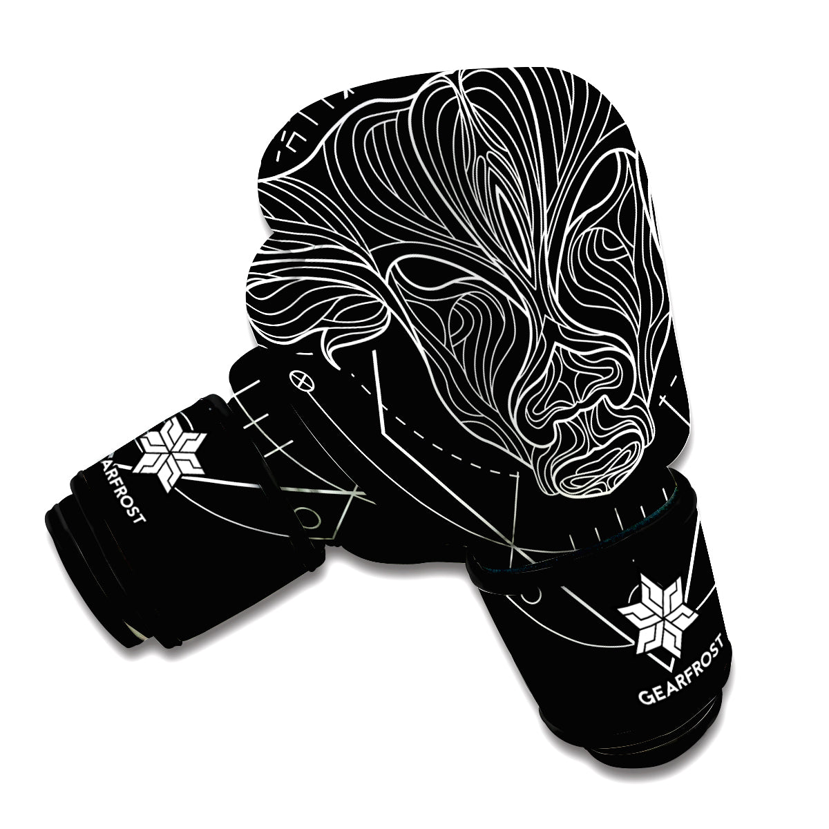 Black And White Taurus Sign Print Boxing Gloves