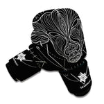 Black And White Taurus Sign Print Boxing Gloves