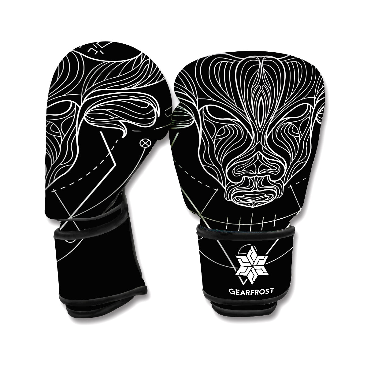 Black And White Taurus Sign Print Boxing Gloves
