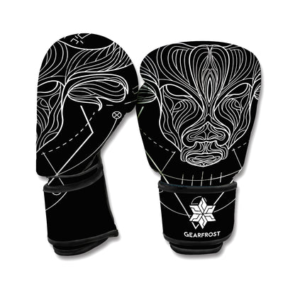 Black And White Taurus Sign Print Boxing Gloves