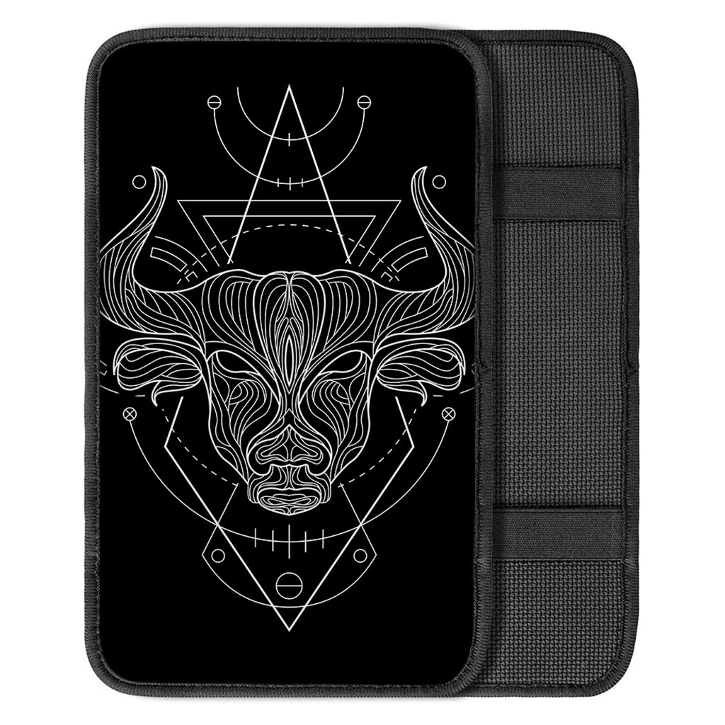 Black And White Taurus Sign Print Car Center Console Cover