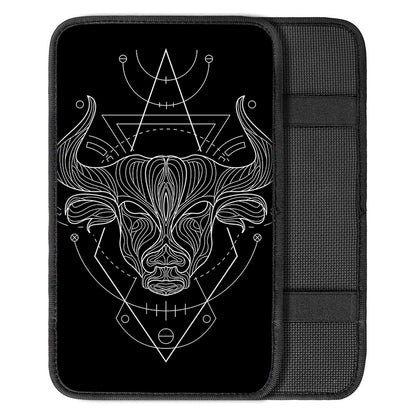 Black And White Taurus Sign Print Car Center Console Cover